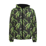 Green Peas Pattern Print Design 02 Men's Padded Hooded Jacket