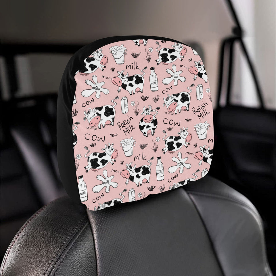 Cows milk product pink background Car Headrest Cover