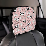 Cows milk product pink background Car Headrest Cover
