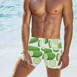 cucumber whole slices pattern Men's Swimming Trunks
