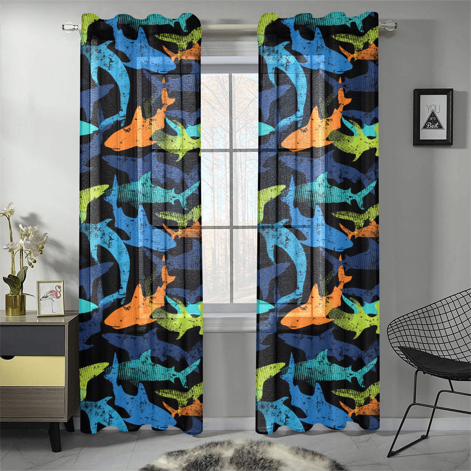 Colorful shark Gauze Curtain