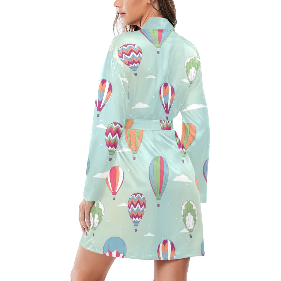 Hot Air Balloon design Pattern Women's Long Sleeve Belted Night Robe