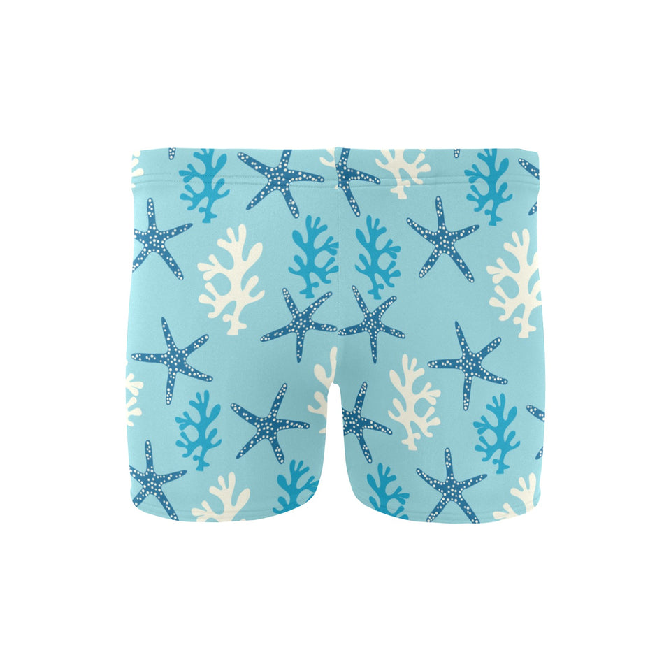 Blue starfish coral reef pattern Men's Swimming Trunks