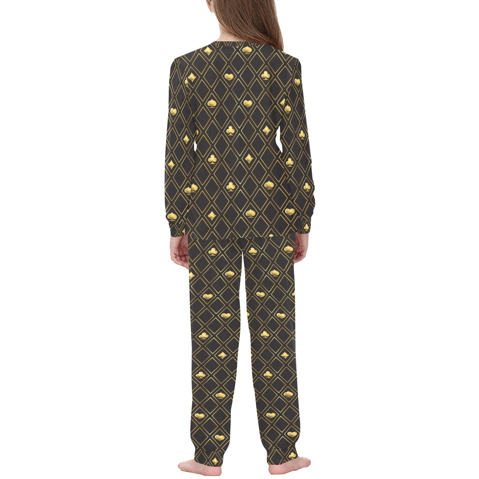 Casino Cards Suits Pattern Print Design 01 Kids' Boys' Girls' All Over Print Pajama Set