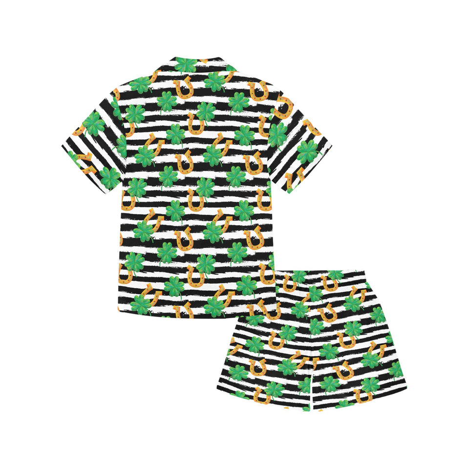 Horseshoes Pattern Print Design 01 Kids' Boys' Girls' V-Neck Short Pajama Set