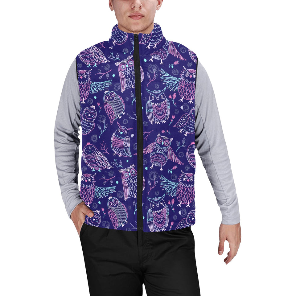 Cute owls pattern boho style ornament Men's Padded Vest