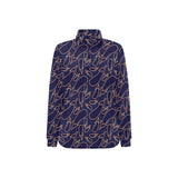 Eggplant Pattern Print Design 04 Women's Long Sleeve Polo Shirt