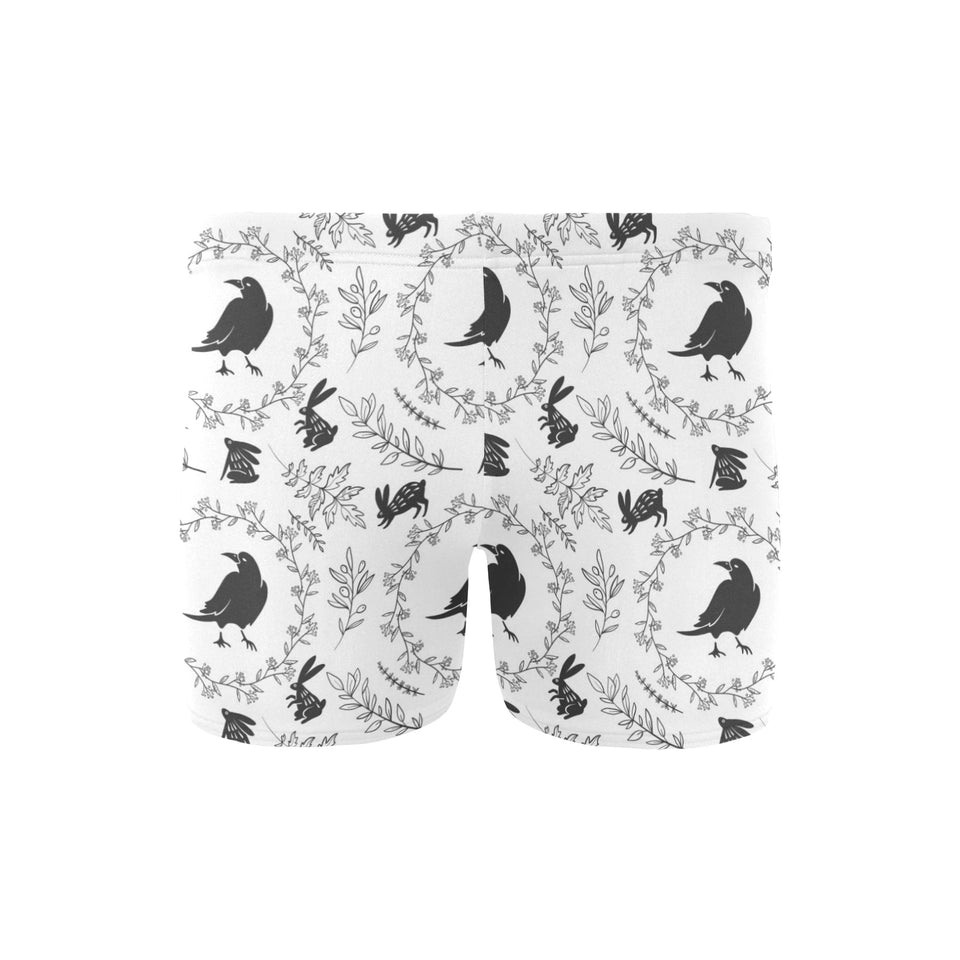 Crows floral wreath rabbit pattern Men's Swimming Trunks