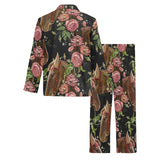 Horse head wild roses pattern Men's Long Pajama Set
