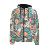 Gear Pattern Print Design 05 Men's Padded Hooded Jacket