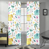 Cute elephants palm tree flower butterfly pattern Gauze Curtain