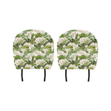 White orchid flower tropical leaves pattern Car Headrest Cover