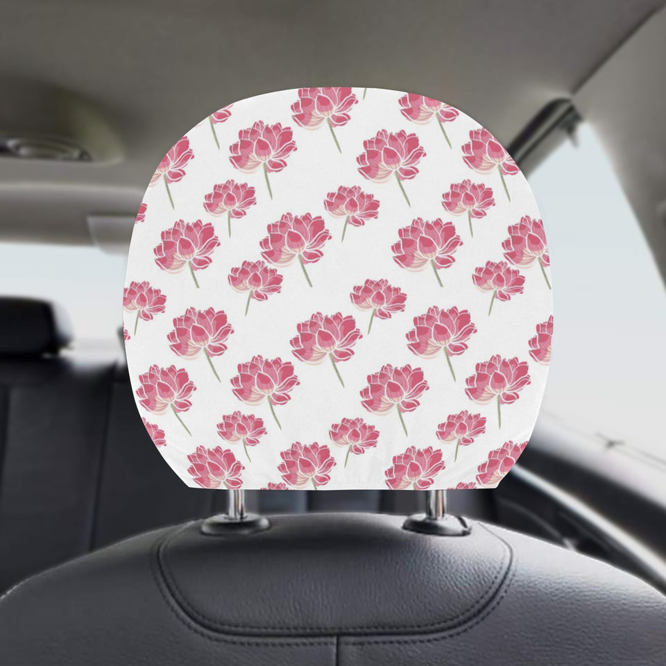 Pink lotus waterlily pattern Car Headrest Cover