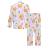 cute onions smiling faces purple background Men's Long Pajama Set