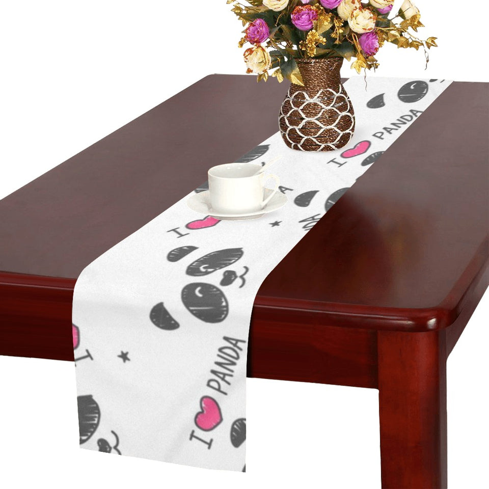Hand Drawn faces of pandas pattern Table Runner
