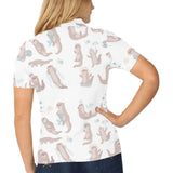 Cute sea otters pattern Women's All Over Print Polo Shirt