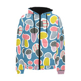 Colorful mushroom design pattern Men's Padded Hooded Jacket