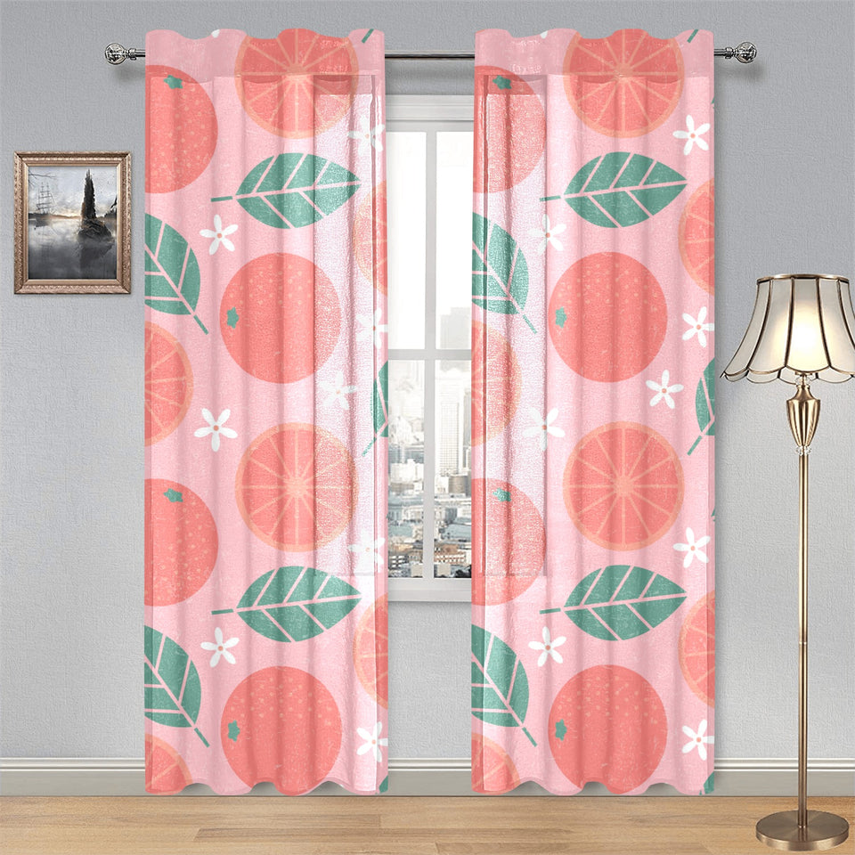 Grapefruit leaves flower pink background Gauze Curtain