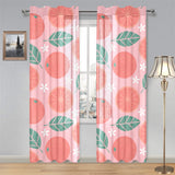 Grapefruit leaves flower pink background Gauze Curtain