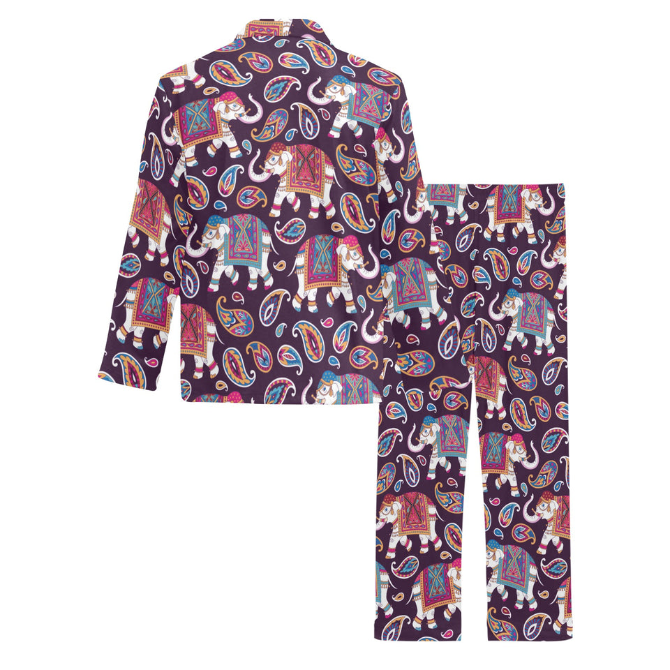 Elephant indian style ornament pattern Men's Long Pajama Set