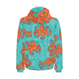 Octopus turquoise background Men's Padded Hooded Jacket