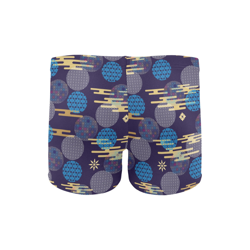 Blue japanese pattern cloud wave flower Men's Swimming Trunks