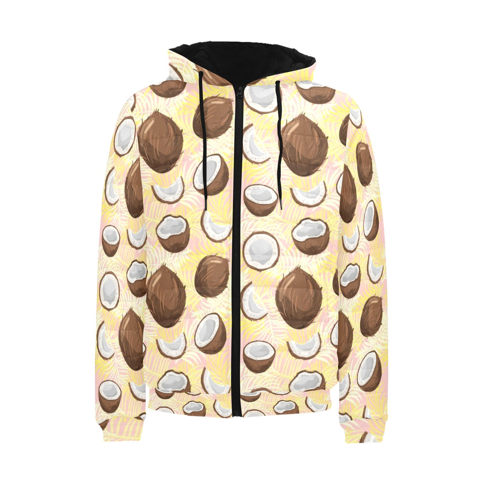 Coconut Pattern Print Design 05 Men's Padded Hooded Jacket