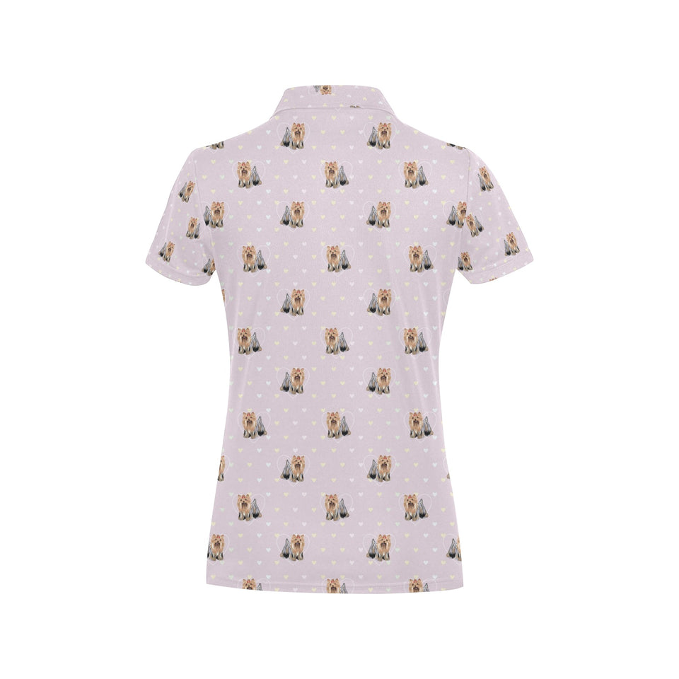 Yorkshire Terrier Pattern Print Design 02 Women's All Over Print Polo Shirt