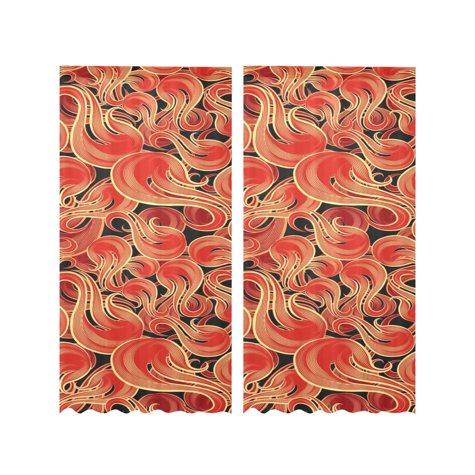 Fire flame pattern Gauze Curtain