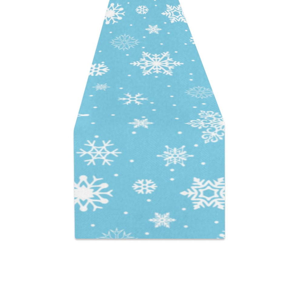 Snowflake pattern blue background Table Runner