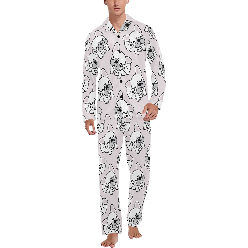 Cute french bulldog pattern Men's Long Pajama Set