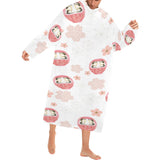 Daruma japanese wooden doll cherry blossom flower Blanket Robe with Sleeves
