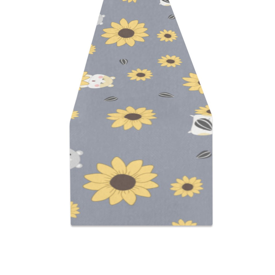 Cute hamster sunflower pattern background Table Runner