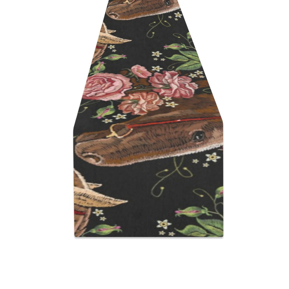 Horse head wild roses pattern Table Runner