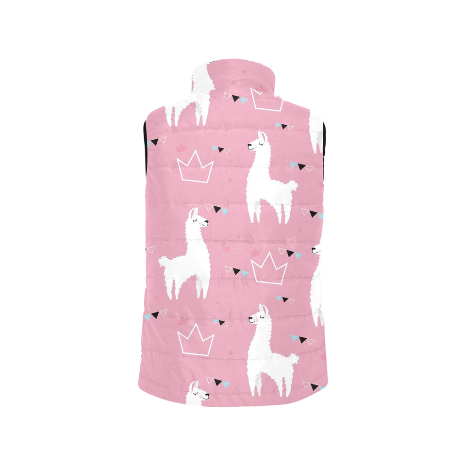 Llama Alpaca pink background Men's Padded Vest
