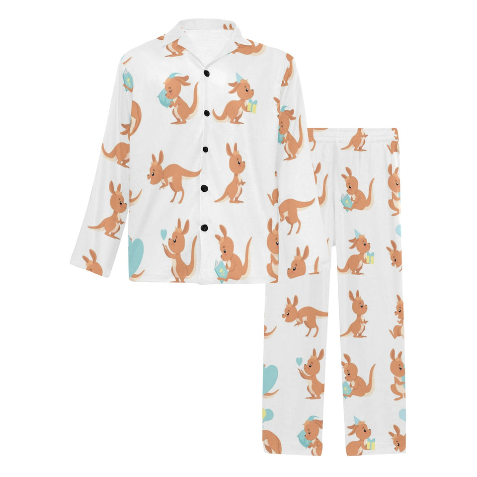 Cute Kangaroo pattern Men's Long Pajama Set