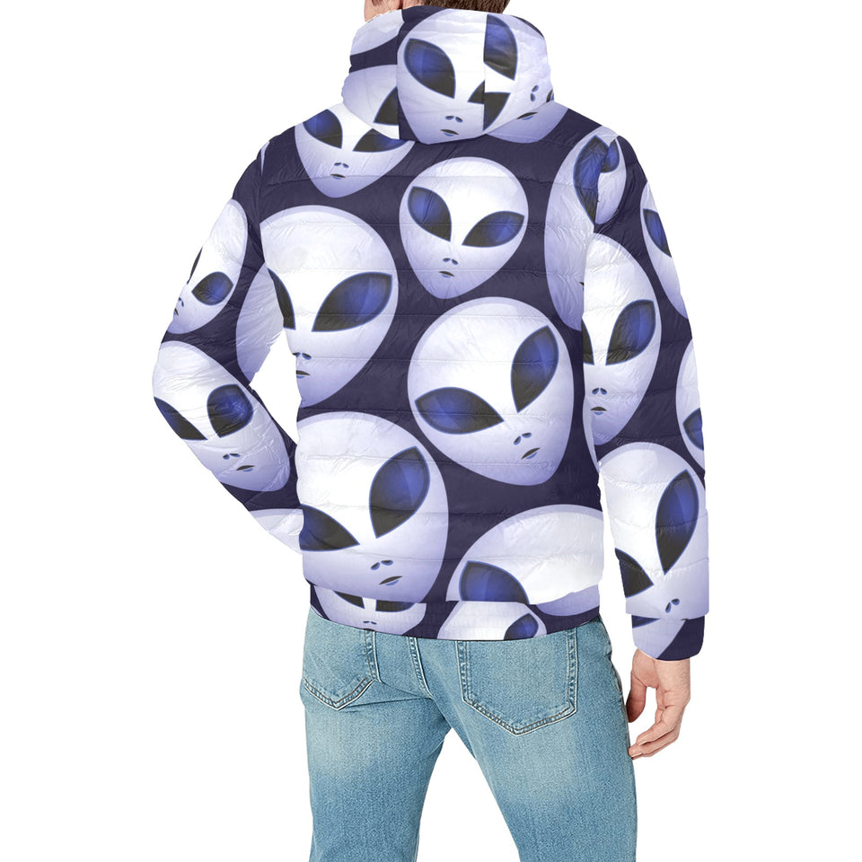 Alien Pattern Print Design 01 Men's Padded Hooded Jacket