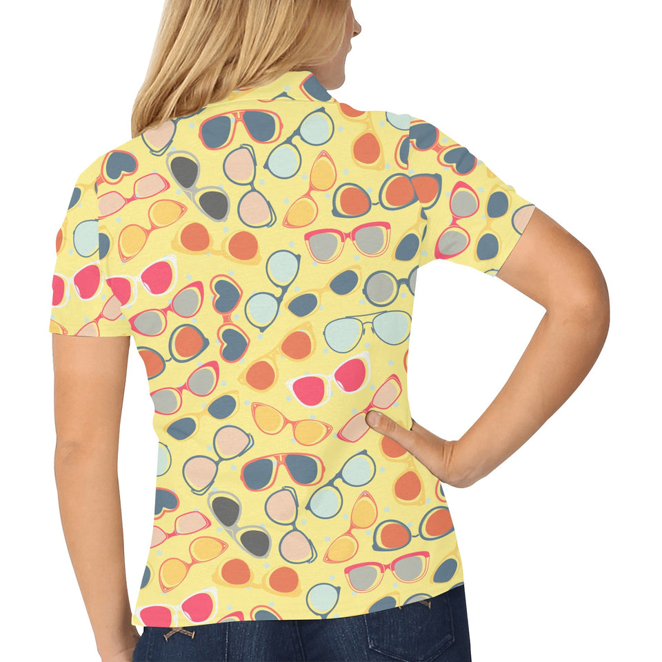 Sun Glasses Pattern Print Design 05 Women's All Over Print Polo Shirt