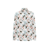 cute mermaid pattern Women's Long Sleeve Polo Shirt