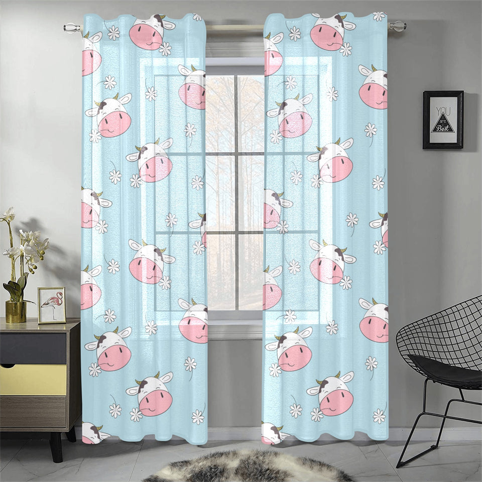 Cute cow flower pattern Gauze Curtain