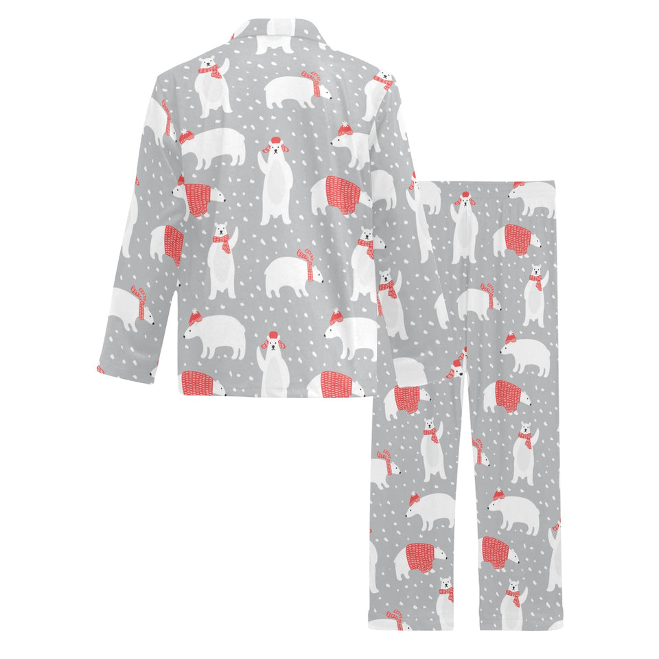 Cute polar bear christmas snow pattern Men's Long Pajama Set