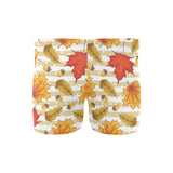 Maple leaf oak leaf acorns beige striped backgroun Men's Swimming Trunks