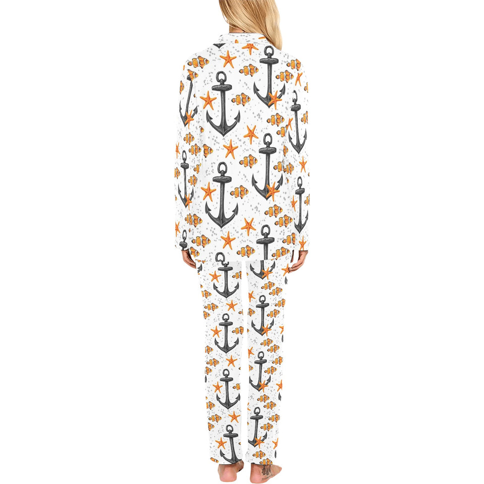 Clown Fish Pattern Print Design 02 Women's Long Pajama Set