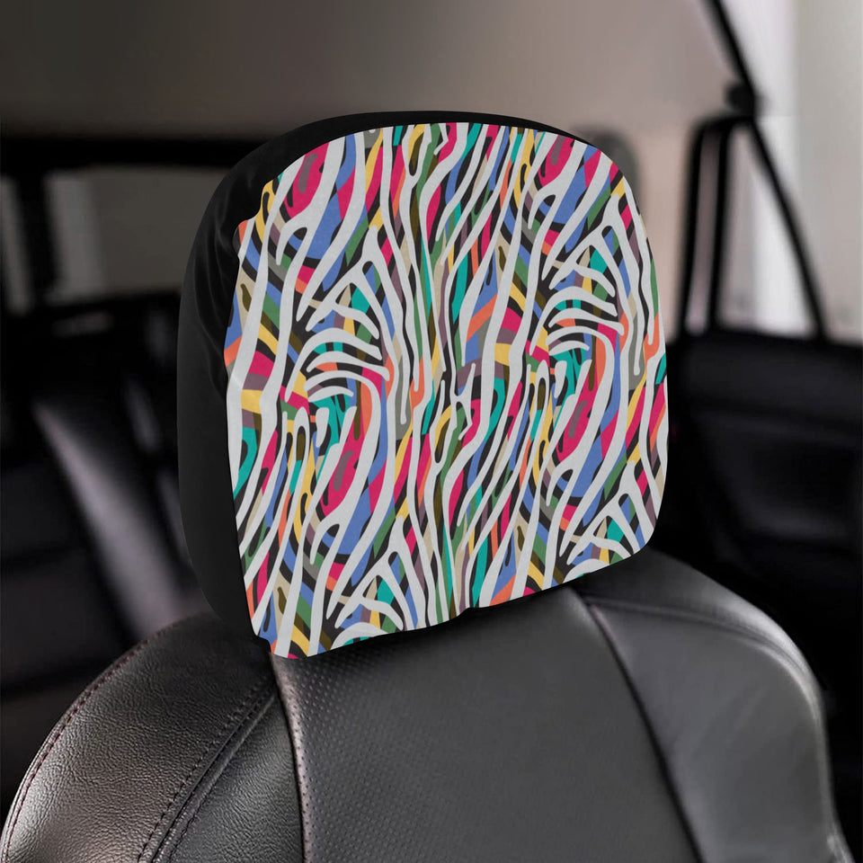 Colorful zebra skin pattern Car Headrest Cover