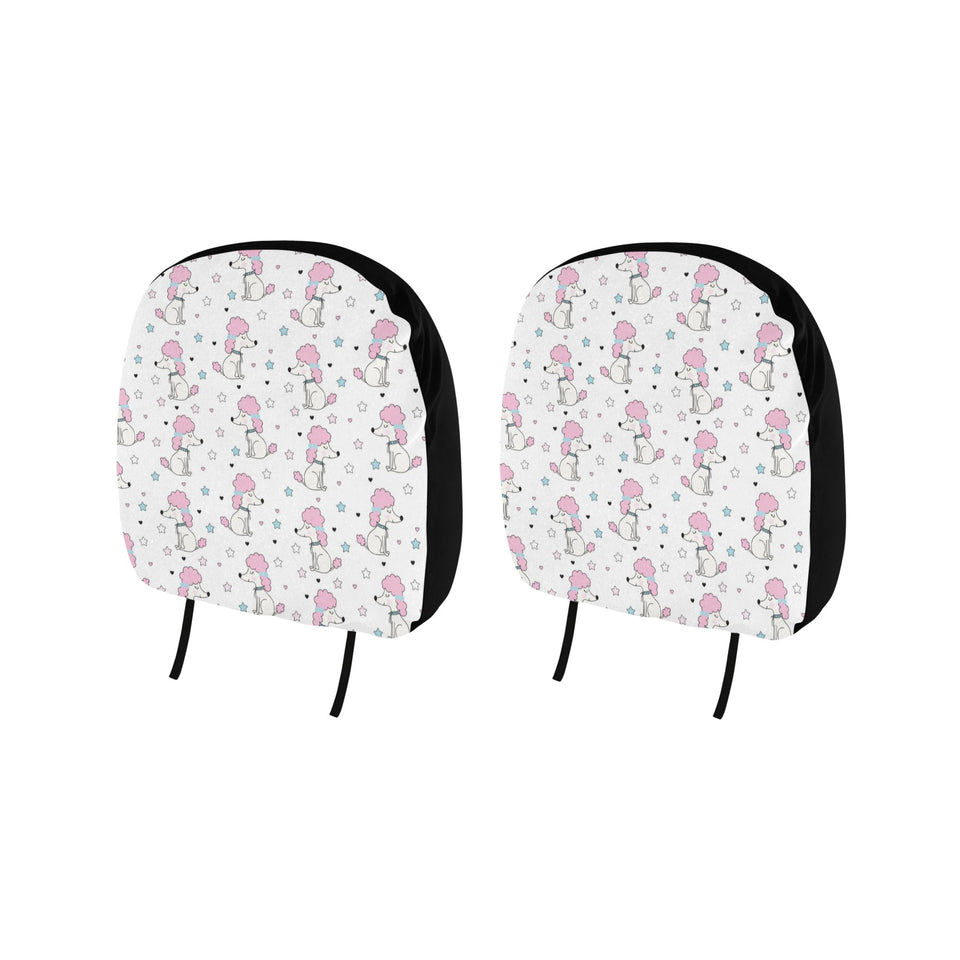 Cute poodle dog star pattern Car Headrest Cover