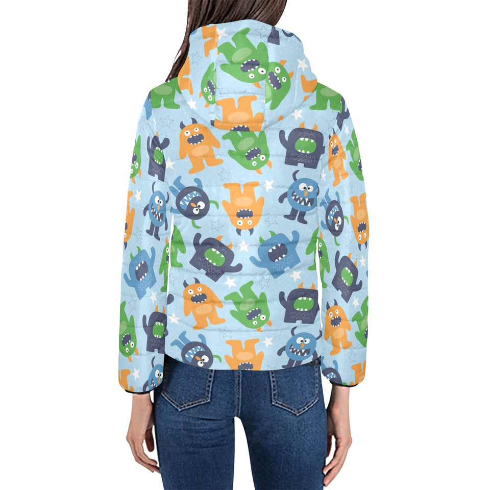 Alien Pattern Print Design 04 Women's Padded Hooded Jacket