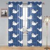 Cute white baby sea lion seal pattern Gauze Curtain