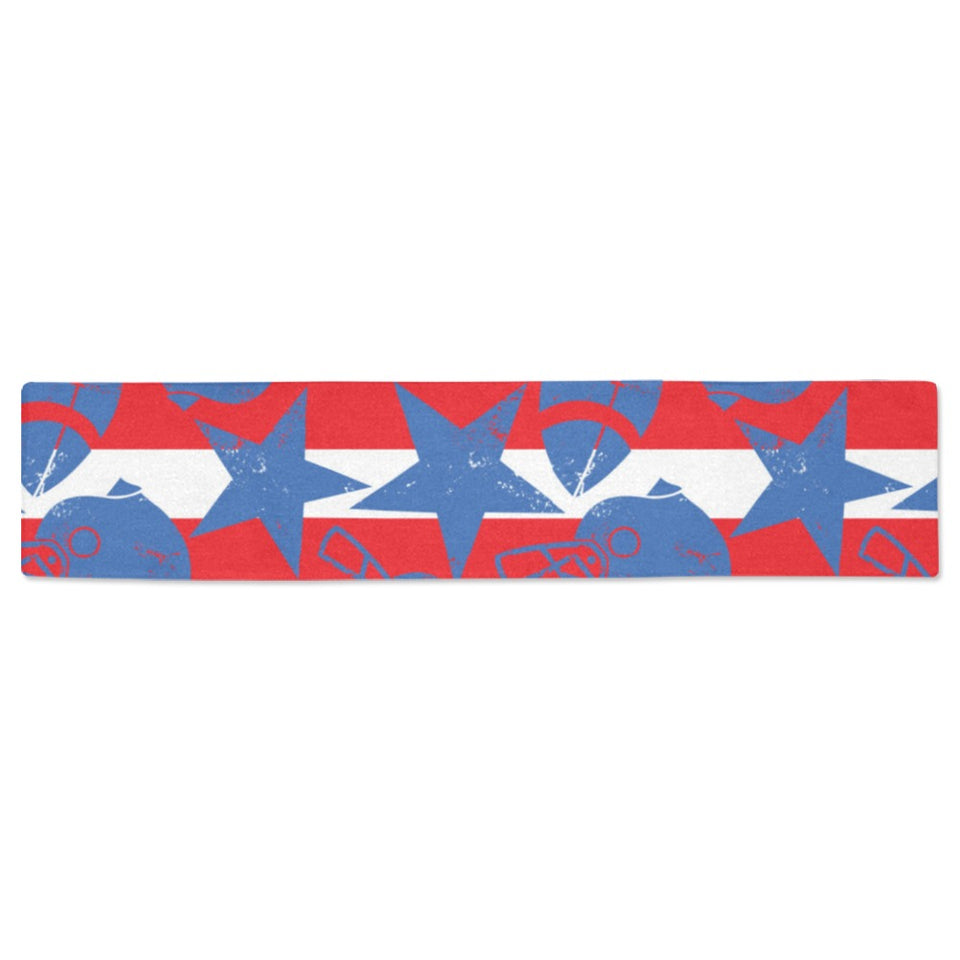 American football ball star stripes pattern Table Runner