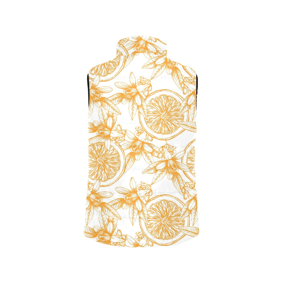 hand drawn orange fruit pattern Men's Padded Vest
