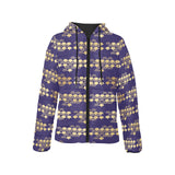 Beautiful japanese fan pattern Women's Padded Hooded Jacket